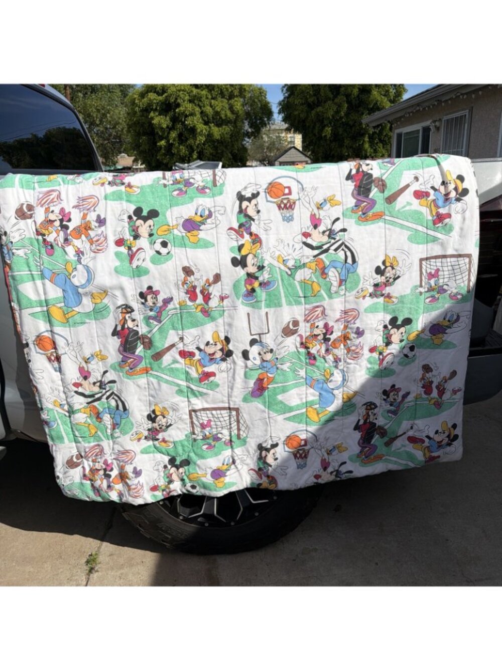 Vintage 90s Disney Mickey Sports Reversible Twin Comforter Blanket Bedding Set - Picture 3 of 15